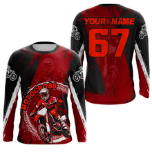 Load image into Gallery viewer, Adult&Kid Red Custom Motocross Jersey Upf30+ Dirt Bike Jersey Mens Women Motocross Shirt| CTP53