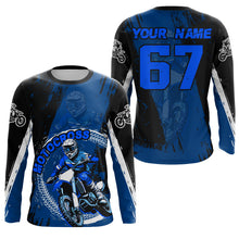 Load image into Gallery viewer, Adult&Kid Blue Custom Motocross Jersey Upf30+ Dirt Bike Jersey Mens Women Motocross Shirt| CTP53