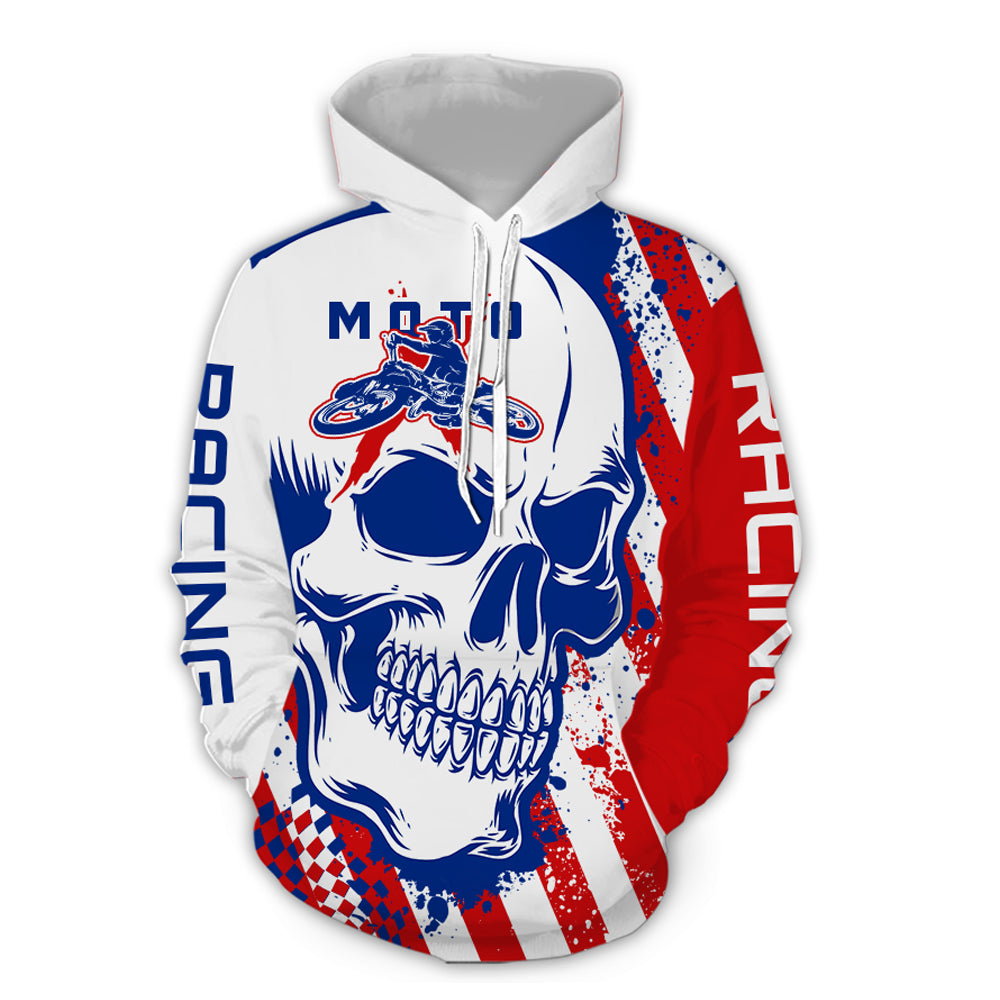 Custom Dirt Bike Hoodie Skull Motocross Hooded Jersey Mens Women Youth Motorcycle Hoodie| CTP36