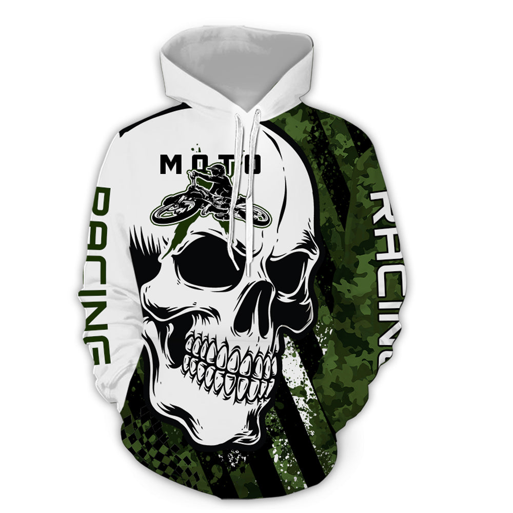 Custom Dirt Bike Hoodie Skull Motocross Hooded Jersey Mens Women Youth Motorcycle Hoodie| CTP40