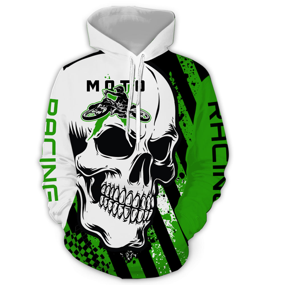 Custom Dirt Bike Hoodie Skull Motocross Hooded Jersey Mens Women Youth Motorcycle Hoodie| CTP41