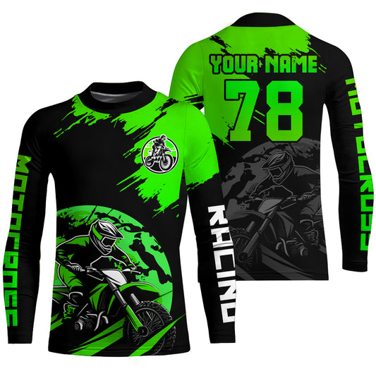 Custom Dirt Bike Jersey Green Motocross Jersey Upf30+ Mens Women Motocross Shirt| CTP54