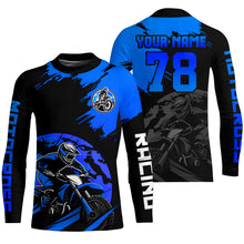 Load image into Gallery viewer, Custom Dirt Bike Jersey Blue Motocross Jersey Upf30+ Mens Women Motocross Shirt| CTP54
