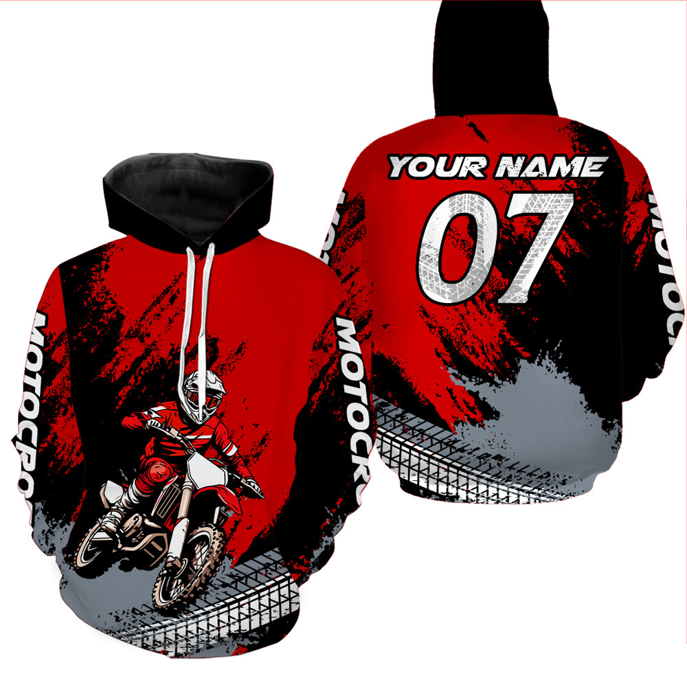 Custom Dirt Bike Jersey Red Motocross Jersey Upf30+ Mens Women Racing Shirt| CTP30