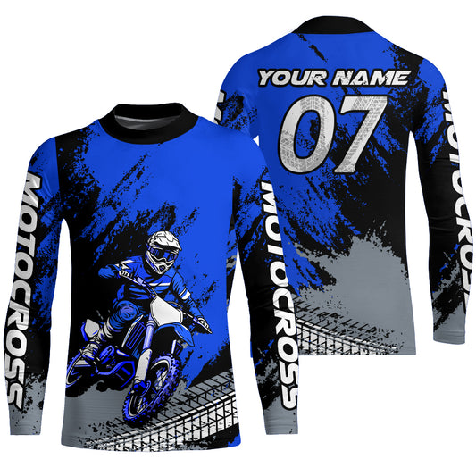 Custom Dirt Bike Jersey Blue Motocross Jersey Upf30+ Mens Women Racing Shirt| CTP30