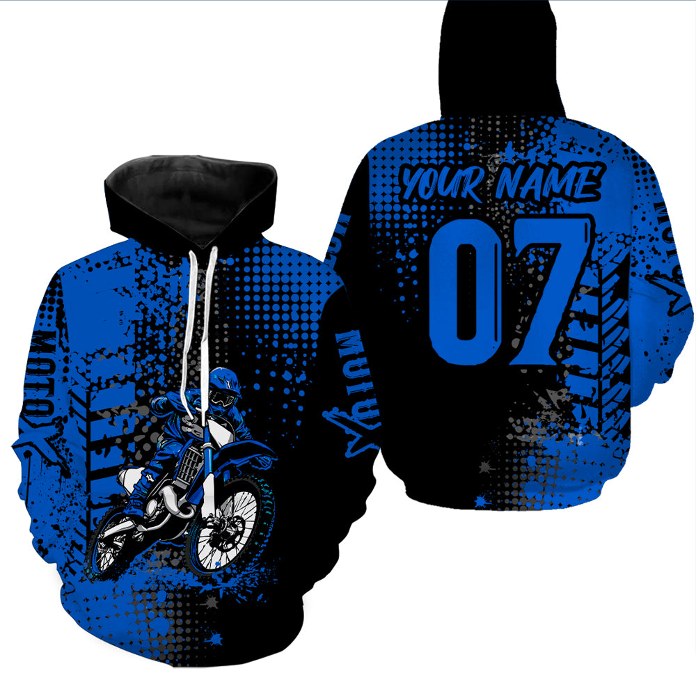 Adult&Kid Blue Custom Dirt Bike Jersey Motocross Jersey Upf30+ Motocross Shirt| CTP73
