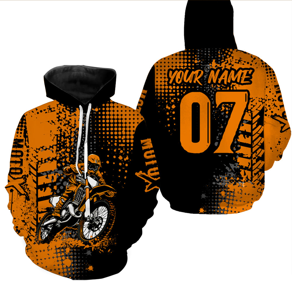 Adult&Kid Orange Custom Dirt Bike Jersey Motocross Jersey Upf30+ Motocross Shirt| CTP73