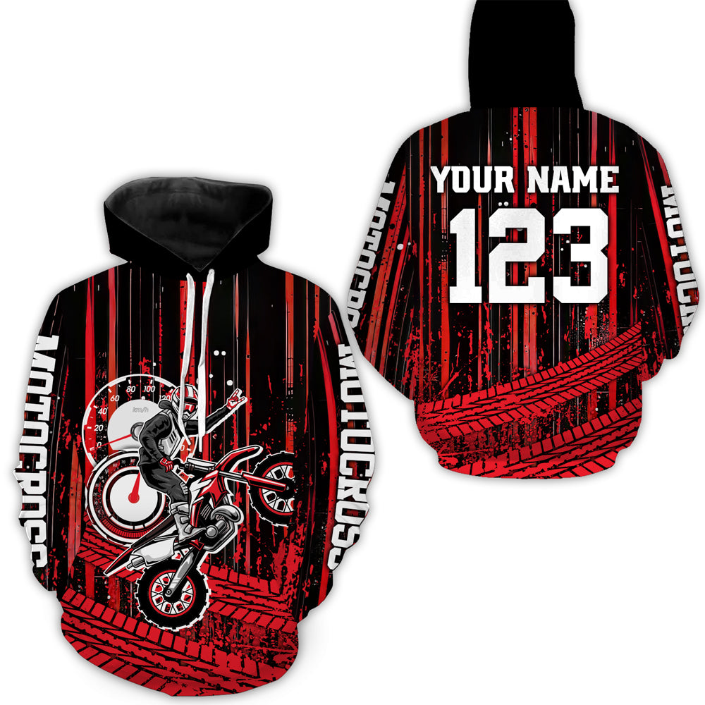 Red Motocross Jersey Upf30+ Custom Dirt Bike Jersey Mens Women Off-Road Jersey Adult&Kid| CTP60