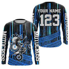 Load image into Gallery viewer, Blue Motocross Jersey Upf30+ Custom Dirt Bike Jersey Mens Women Off-Road Jersey Adult&Kid| CTP60