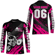 Load image into Gallery viewer, Pink Motocross Jersey Upf30+ Custom Dirt Bike Jersey Mens Women Off-Road Jersey Adult&Kid| CTP48