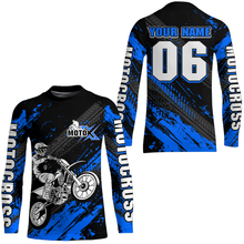 Load image into Gallery viewer, Blue Motocross Jersey Upf30+ Custom Dirt Bike Jersey Mens Women Off-Road Jersey Adult&Kid| CTP48