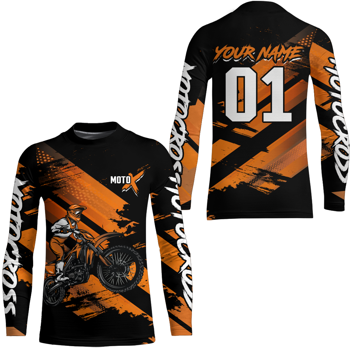Adult&Kid Orange Custom Dirt Bike Jersey Motocross Jersey Upf30+ Motocross Shirt| CTP79