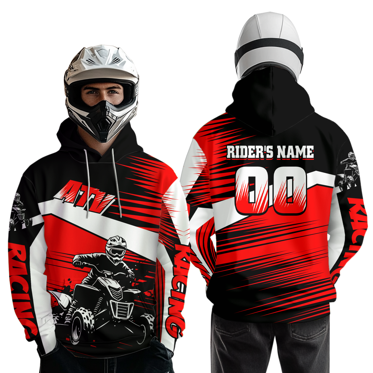 Red ATV Motocross Hoodie Jersey Kids Youth Quad Racing Hoodie Custom Shirt For Men Women NHN001