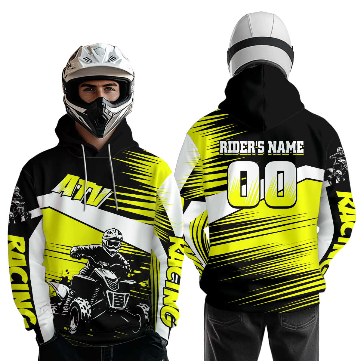 Custom Yellow ATV Motocross Hoodie Jersey Kids Youth Quad Racing Hoodie Shirt For Men Women NHN001