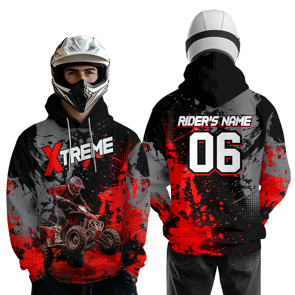 Custom ATV Motocross Hoodie Red Upf30+ Extreme Quad Bike Off-Road Jersey Men Kid Mx Riding Hoodied NHN010