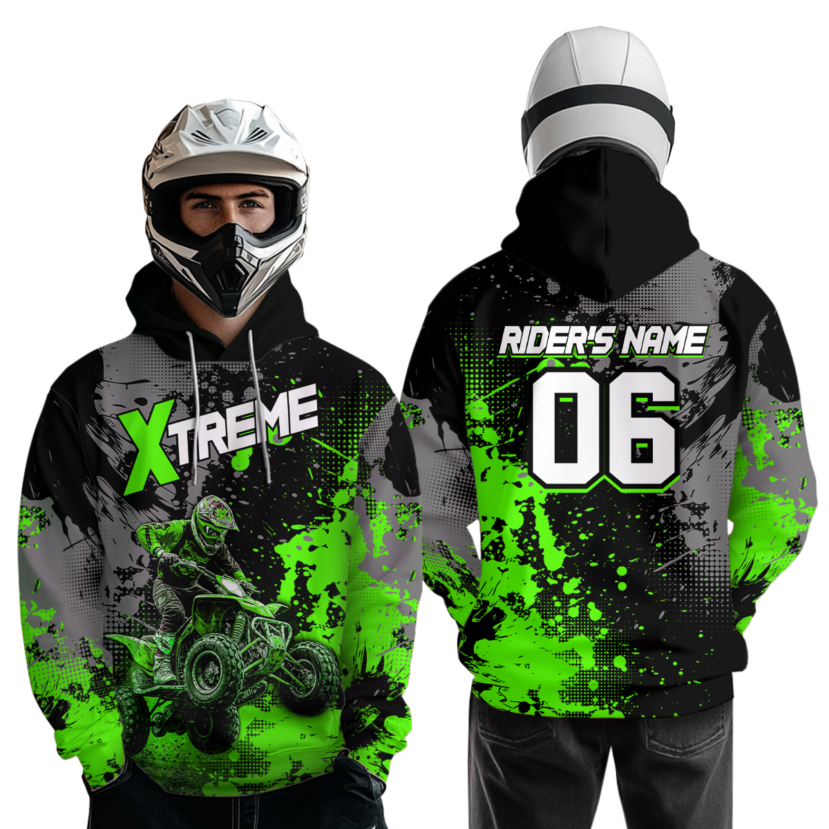 Custom ATV Motocross Hoodie Green Upf30+ Extreme Quad Bike Off-Road Jersey Men Kid Mx Riding Hoodied NHN010