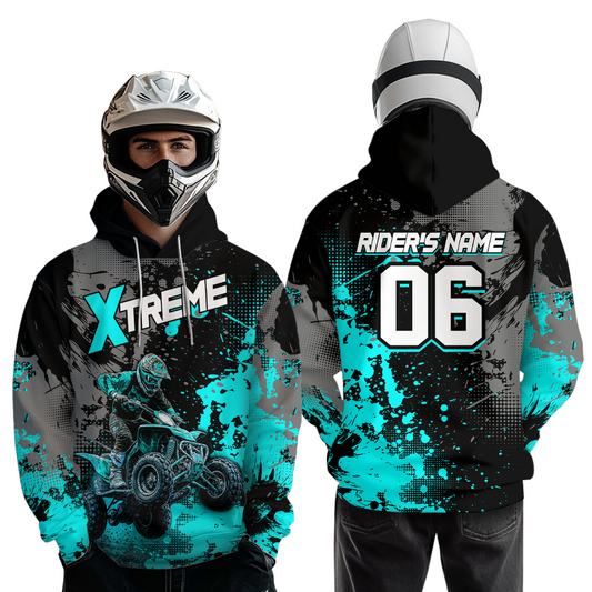 Custom ATV Motocross Hoodie Turquoise Upf30+ Extreme Quad Bike Off-Road Jersey Men Kid Mx Riding Hoodied NHN010