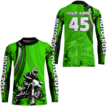 Load image into Gallery viewer, Adult&Kid Green Custom Motocross Jersey UPF30+ MX Racing Biker Off-road Dirt Bike Racewear| CTP65