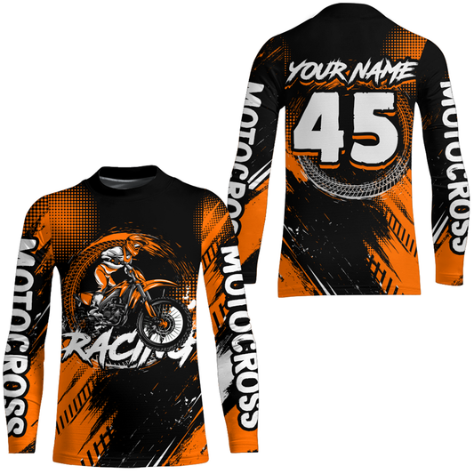 Custom Dirt Bike Orange Jersey Motocross Jersey Upf30+ Mens Women Motocross Shirt| CTP22