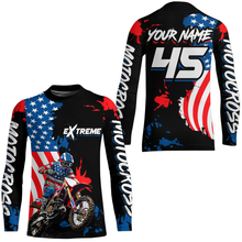 Load image into Gallery viewer, Adult&Kid Custom US Flag Motocross Jersey UPF30+ MX Racing Biker Off-road Dirt Bike Racewear| CTP62
