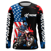 Load image into Gallery viewer, Adult&Kid Custom US Flag Motocross Jersey UPF30+ MX Racing Biker Off-road Dirt Bike Racewear| CTP62