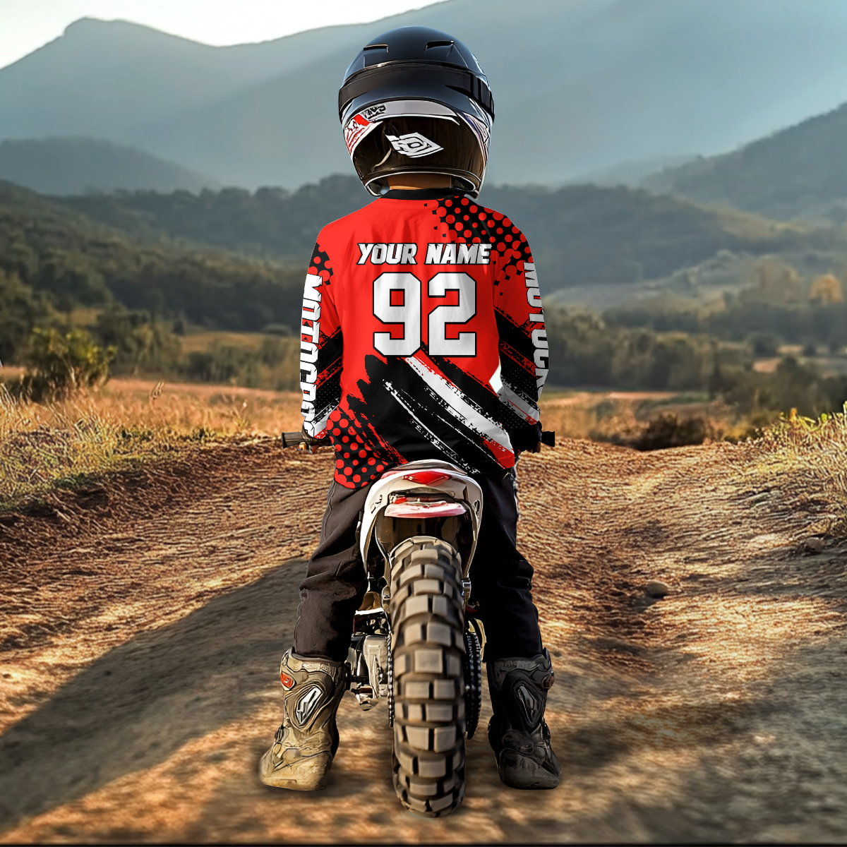 Personalized Red Racing Jersey Motocross for Men Women Kid Upf30+ Youth Off-Road Racing Jersey DNT02