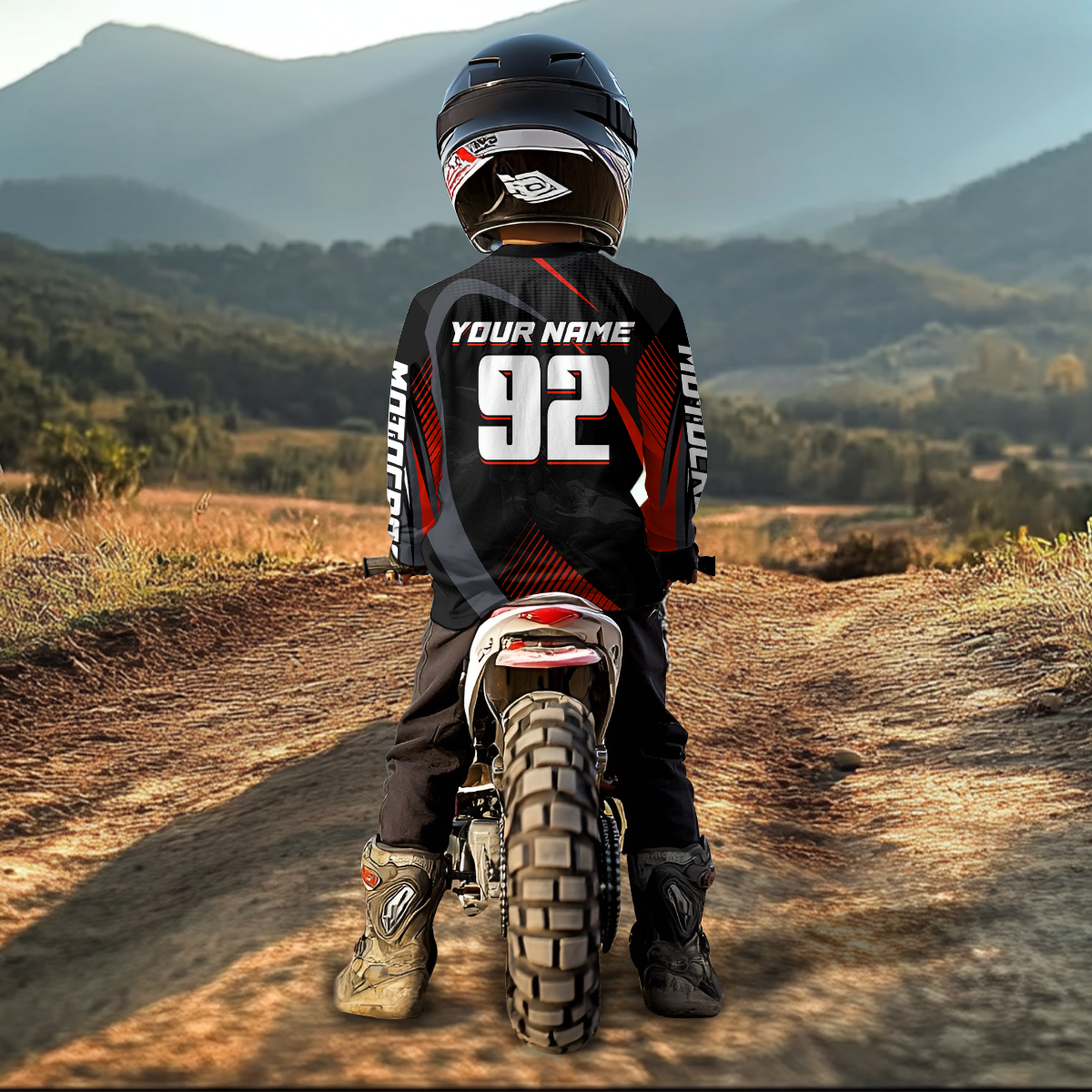 Custom Red Motocross Shirts Racing Jersey UPF30+ Dirt Bike Jersey Kid Men Women DNT07