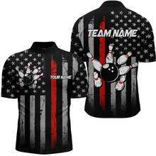 Load image into Gallery viewer, US Red Flag Bowling Shirt for Men Custom Name Polo & Quarter-Zip Bowling Jersey Bowling Team Shirt HNT23