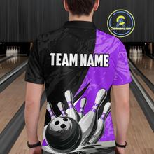 Load image into Gallery viewer, Custom Purple Bowling Custom Men Bowling Shirt Polo & Quarter-Zip Bowling Team Jerseys HNT75