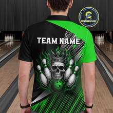 Load image into Gallery viewer, Green Skull Crown Bowling Custom Men Bowling Shirt Polo & Quarter-Zip Bowling Team Jerseys HNT65