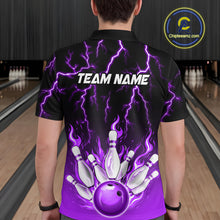 Load image into Gallery viewer, Purple Thunder Bowling Custom Men Bowling Shirt Polo & Quarter-Zip Bowling Team Shirts HNT71
