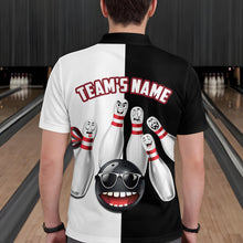 Load image into Gallery viewer, US Flag Bowling Shirt Funny Black & White Bowling Jersey Men Polo Performance Bowling Shirt QZT263