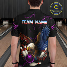 Load image into Gallery viewer, Purple Thunder US Flag Eagle Bowling Shirts for Men Team Bowling Polo & Quarter-Zip HNT96