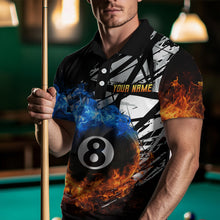 Load image into Gallery viewer, Custom Flame 8 Ball Billiard Shirts for Men Billiard Team Jerseys Polo & 1/4 Zip Shirts NNT46