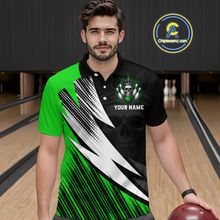 Load image into Gallery viewer, Green Skull Crown Bowling Custom Men Bowling Shirt Polo & Quarter-Zip Bowling Team Jerseys HNT65