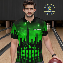 Load image into Gallery viewer, Green Bowling Custom Men Bowling Shirt Polo & Quarter-Zip Bowling Team Jerseys HNT66