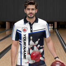 Load image into Gallery viewer, Bowling Jersey for Men Custom Bowling Team Shirts with Name Bowling League Polo & 1/4 Zip HNT30