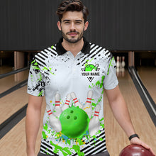 Load image into Gallery viewer, Green Bowling Shirts Custom Watercolor Bowling Jersey for Men Women with Team Name MBL53