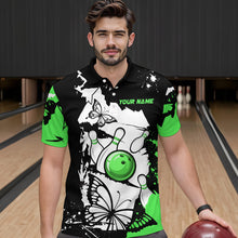 Load image into Gallery viewer, Custom Green Butterflies Bowling Shirt for Men Women Team Bowling Polo&Quater Zip MBL76