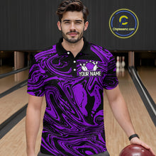 Load image into Gallery viewer, Custom Purple Bowling Men Bowling Shirt Polo & Quarter-Zip Bowling Team Jerseys HNT81