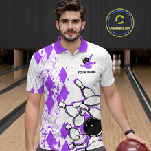 Load image into Gallery viewer, Purple Vintage Bowling Custom Men Bowling Shirt Polo & Quarter-Zip Bowling Team Jerseys HNT68