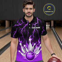 Load image into Gallery viewer, Purple Thunder Bowling Custom Men Bowling Shirt Polo & Quarter-Zip Bowling Team Shirts HNT71