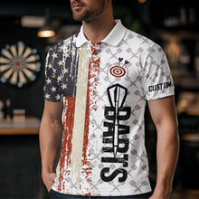 Load image into Gallery viewer, Grunge Retro US Flag Custom Darts Shirt For Men, Darts Jersey Pocket Option TDM3797