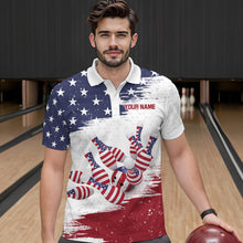 Load image into Gallery viewer, American Flag Bowling Polo Shirt Custom Bowling Jersey for Men Bowling Team League QZT52