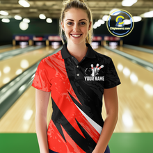 Load image into Gallery viewer, Custom Red Bowling Custom Women Bowling Shirt Polo & Quarter-Zip Bowling Team Jerseys HNT75