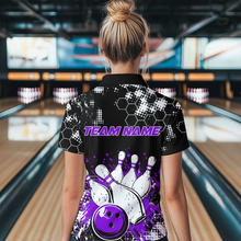 Load image into Gallery viewer, Purple Watercolor Bowling Shirts Men Women Team Custom Bowling Polo & 1/4 Zip Shirt MBL60