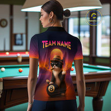 Load image into Gallery viewer, Custom Funny Cat 8 Ball Billiard Jersey for Women Billiard Uniform Polo & 1/4 Zip Billiard Team Shirts NNT80