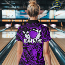 Load image into Gallery viewer, Custom Purple Bowling Women Bowling Shirt Polo & Quarter-Zip Bowling Team Jerseys HNT81