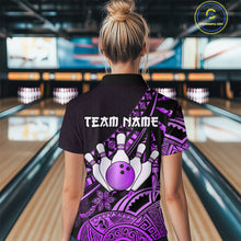 Load image into Gallery viewer, Purple Vintage Bowling Custom Women Bowling Shirt Polo & Quarter-Zip Bowling Team Jerseys HNT69