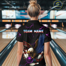 Load image into Gallery viewer, Purple Thunder US Flag Eagle Bowling Shirts for Women Team Bowling Polo & Quarter-Zip HNT96